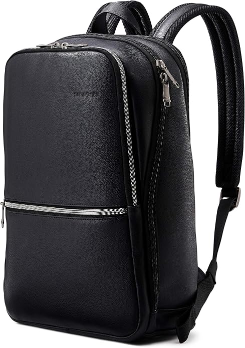 Slim Leather Laptop Backpack - 14 Inch