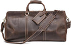 Vintage Leather Travel Duffel with Shoe Compartment