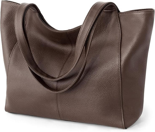 Soft Leather Zip Tote Bag