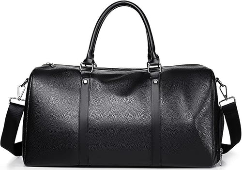 Woven Leather Weekender Duffle Bag